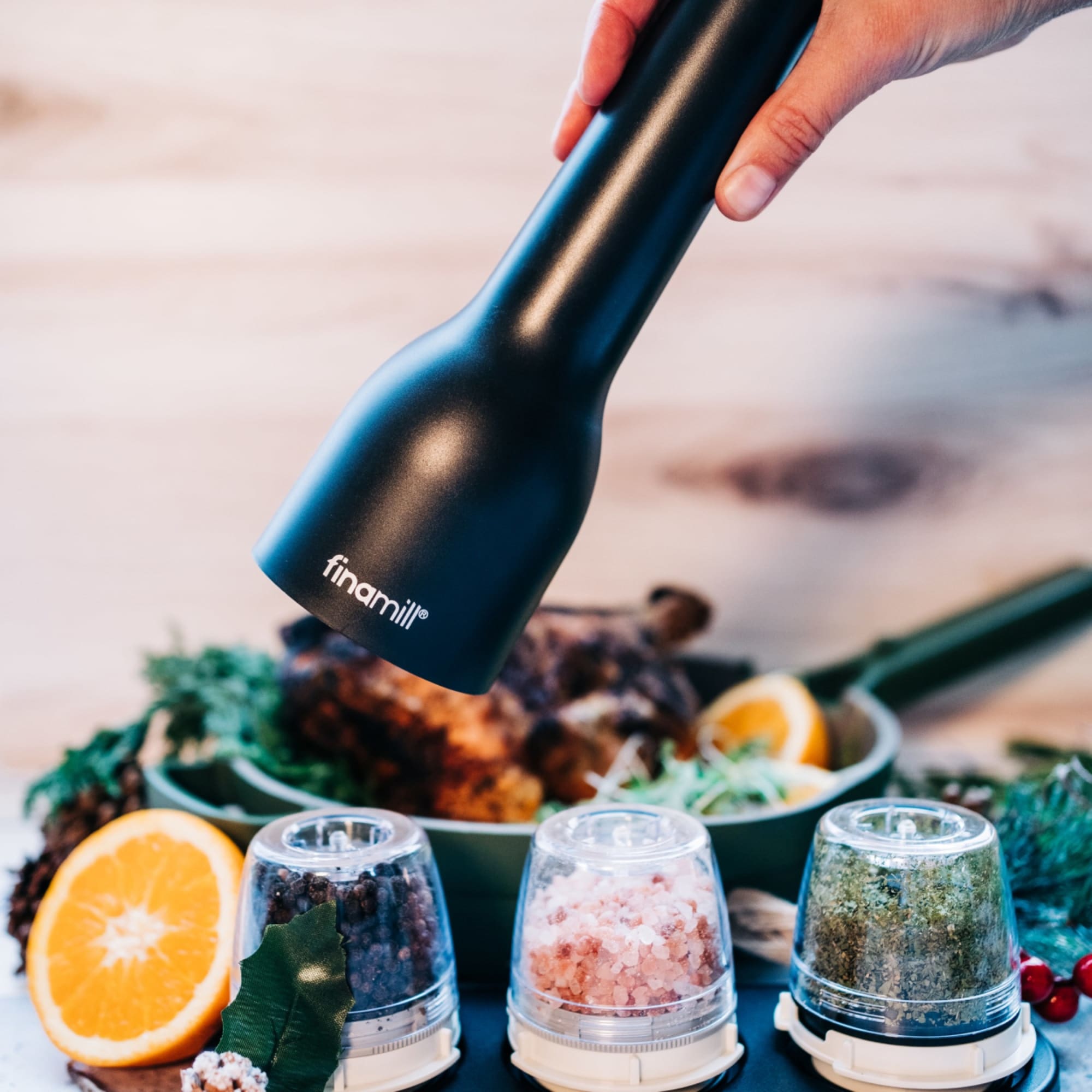 FinaMill Electric Spice Grinder with 2 Pro Plus Pods Midnight Black